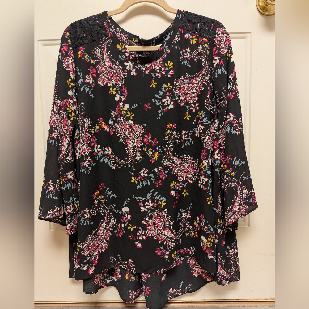 Pink and Purple Boxy 3/4 Sleeve Blouse